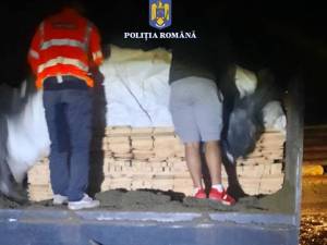 O autoutilitară care aparent transporta nisip ascundea o cantitate importantă de cherestea