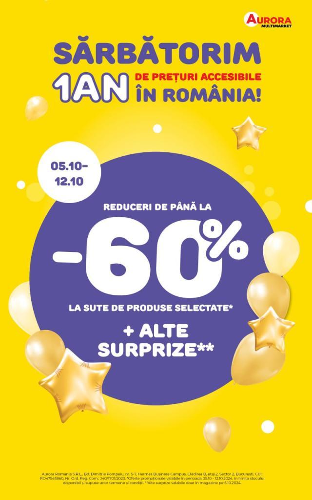 Aurora Multimarket sărbătorește 1 an în România cu reduceri de până la 60%!