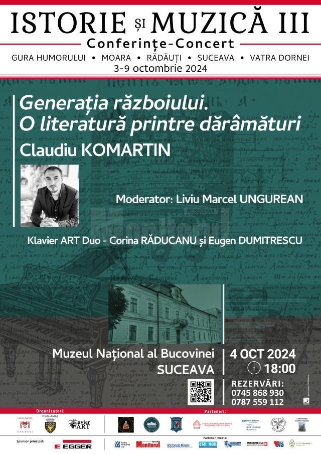 „Generația războiului. O literatură printre dărâmături”, vineri, la Muzeul Național al Bucovinei Suceava