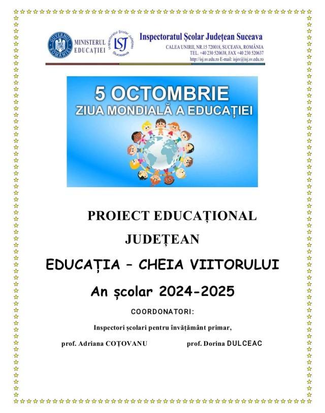 „Ziua Mondială a Educației”, sărbătorită și la Liceul Tehnologic „Ștefan cel Mare” Cajvana