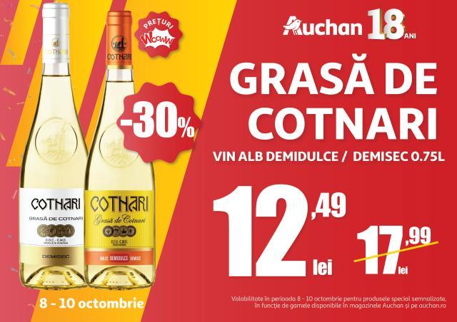 Vin alb demidulce/demisec Grasă de Cotnari cu -30% reducere, la 12.49 lei