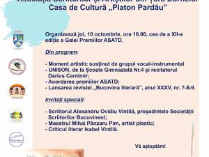 Gala Premiilor Asociației Scriitorilor și Artiștilor din Țara Dornelor, joi, la Casa de Cultură „Platon Pardău”