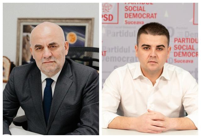 Noul primar al Sucevei, Vasile Rîmbu, și noul președinte al Consiliului Județean, Gheorghe Șoldan