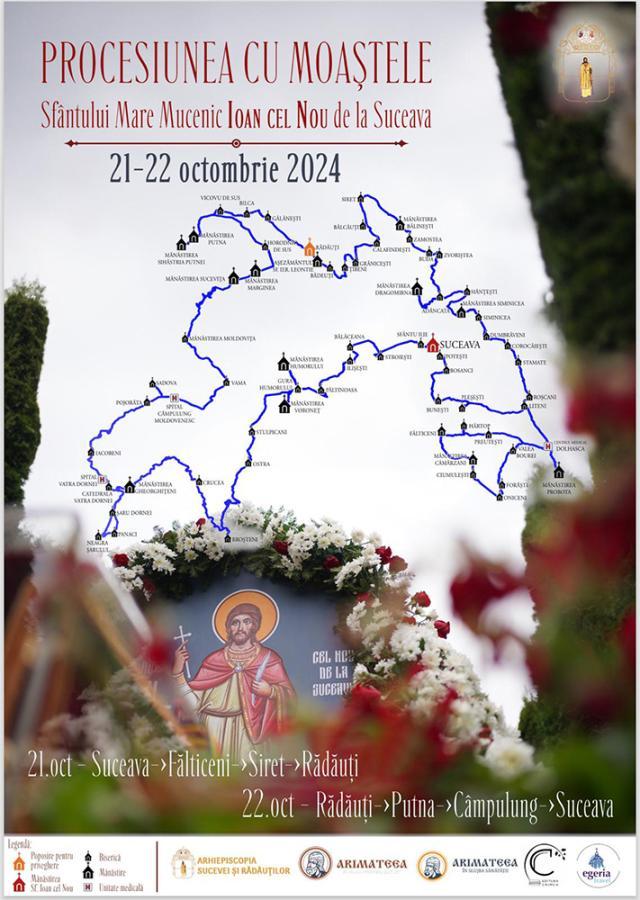 Moaștele Sfântului Ioan cel Nou vor călători în întreaga Arhiepiscopie a Sucevei și Rădăuților în zilele de 21 și 22 octombrie 2024