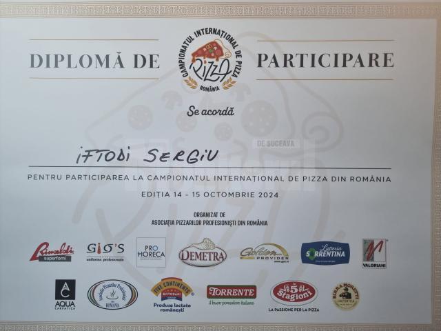 Diploma de participare la Campionatul Internațional de Pizza