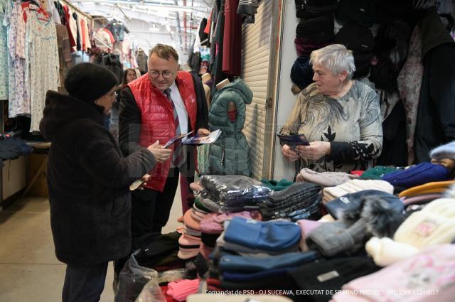 Social-democrații, în bazarul din Suceava, la discuții cu comercianții și cumpărătorii