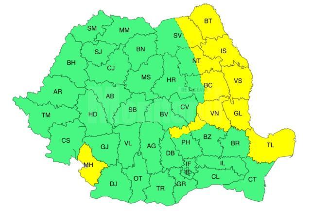 Cod Galben de vânt pentru jumătate din județul Suceava