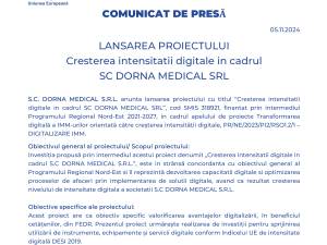 LANSAREA PROIECTULUI Cresterea intensitatii digitale in cadrul SC DORNA MEDICAL SRL