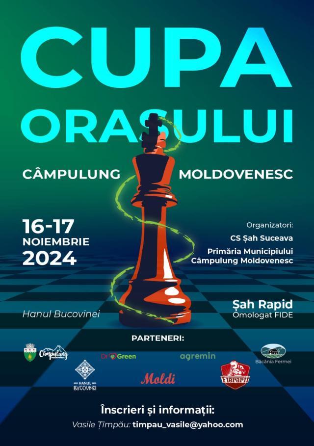 Turneul de șah „Cupa orașului Câmpulung Moldovenesc”, ediția a II-a, va aduce la start 100 de jucători