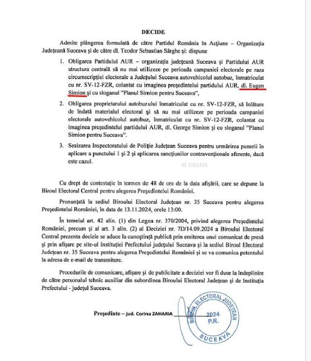 Biroul Electoral Județean Suceava l-a confundat pe președintele AUR George Simion cu regretatul academician Eugen Simion