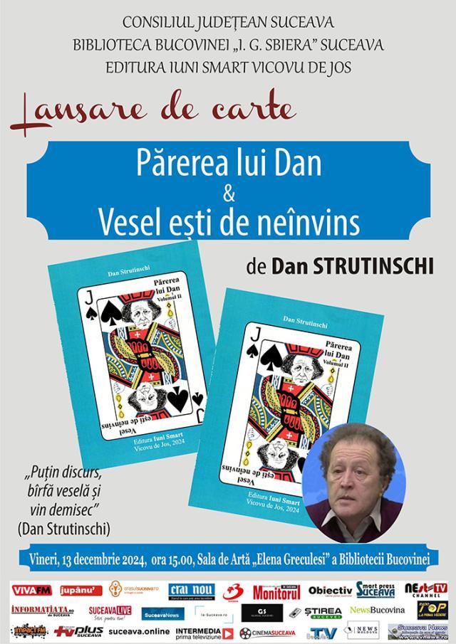 „Părerea lui Dan & Vesel ești de neînvins”, volumul II, semnat de Dan Strutinschi, va fi lansat vineri, la Biblioteca Bucovinei