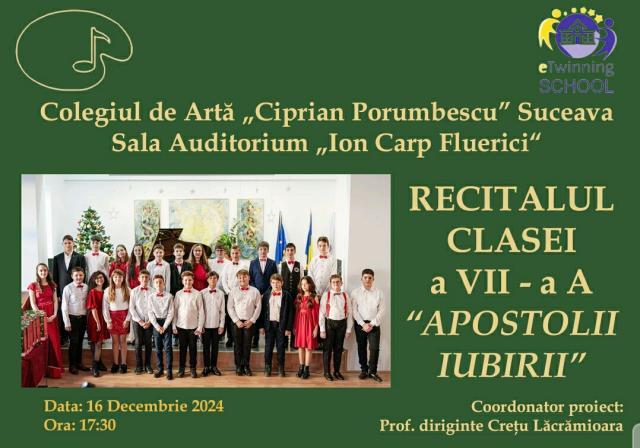 „Apostolii iubirii”, recital susținut de elevi ai Colegiului de Artă Suceava