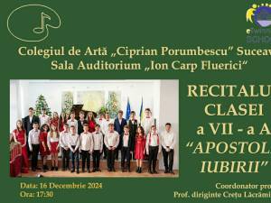 „Apostolii iubirii”, recital susținut de elevi ai Colegiului de Artă Suceava