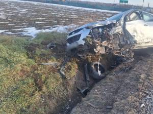 Accidentul produs duminică, 5 ianuarie, pe drumul european 85, în zona localității Fântâna Mare