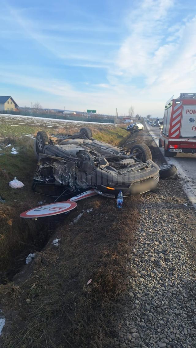 Accidentul produs duminică, 5 ianuarie, pe drumul european 85, în zona localității Fântâna Mare