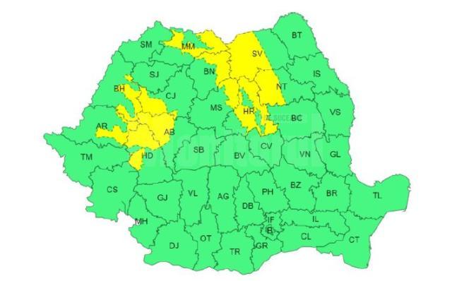 Atenționare meteo de vânt și ploi și cod galben în zona de munte, unde vor fi rafale de până la 120 km/h