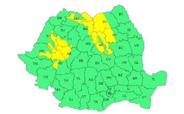 Atenționare meteo de vânt și ploi și cod galben în zona de munte, unde vor fi rafale de până la 120 km/h