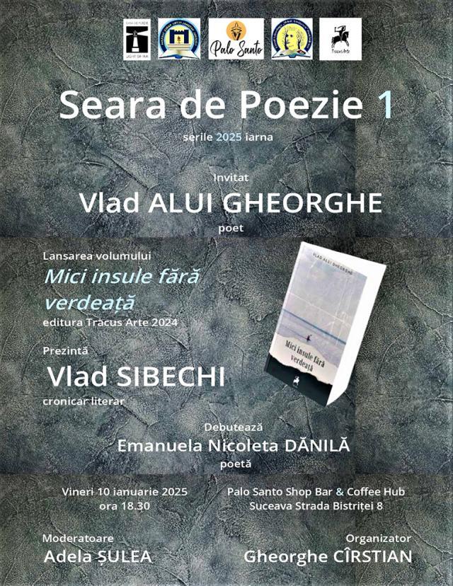 Poetul Vlad Alui Gheorghe, invitat la „Seara de poezie”, prima acțiune organizată în acest an de Casa de Poezie Light of ink