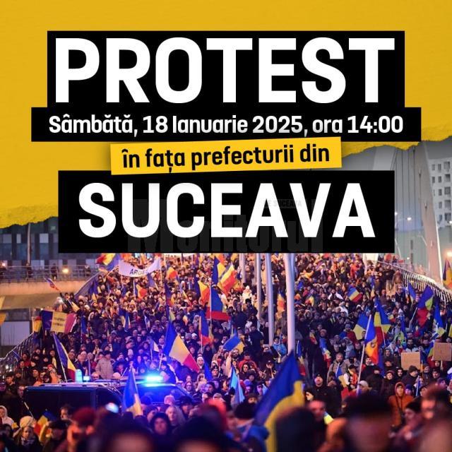 Protest AUR, prin marș și miting, sâmbătă, în centrul Sucevei