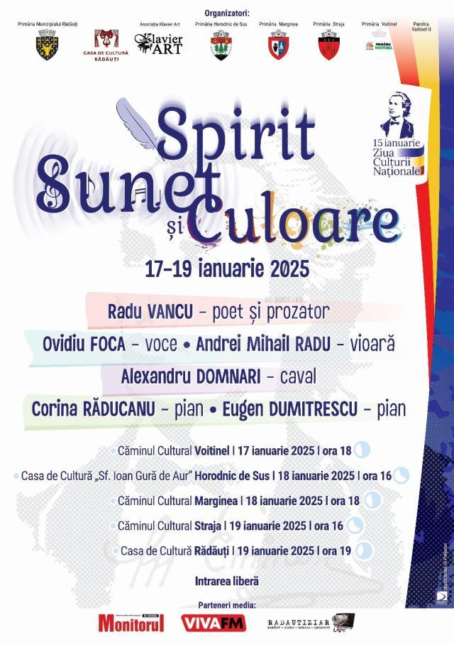 Evenimente culturale, sub genericul ,,Spirit, Sunet și Culoare”, în mai multe localități sucevene din zona Rădăuți