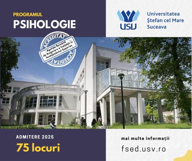 Programul de studii Psihologie, nou acreditat în cadrul Facultăţii de Ştiinţe ale Educaţiei din USV