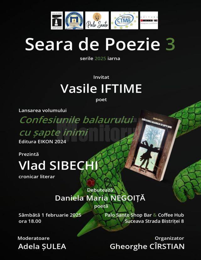 Poetul Vasile Iftime, invitatul unei noi ediții a evenimentului cultural „Seara de Poezie”