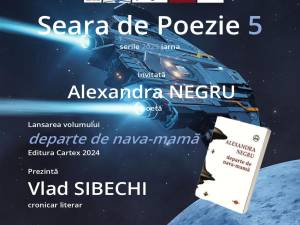 Poeta Alexandra Negru își lansează volumul „departe de nava-mamă”, la Seara de Poezie organizată de Casa de Poezie Light of ink