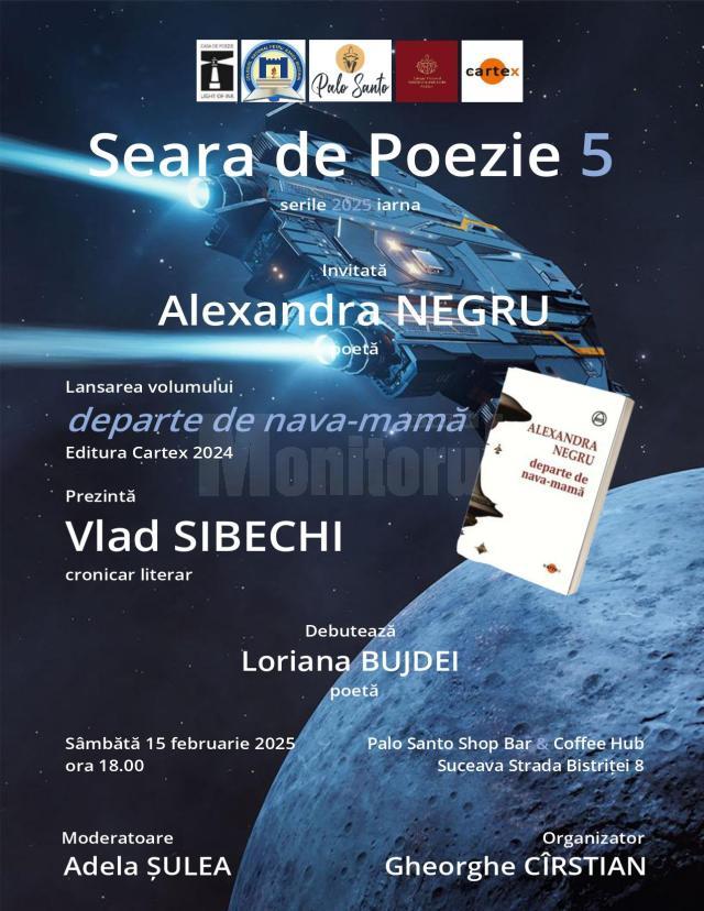 Poeta Alexandra Negru își lansează volumul „departe de nava-mamă”, la Seara de Poezie organizată de Casa de Poezie Light of ink