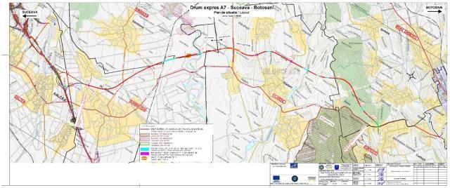 Traseul viitorului drum expres A7 - Suceava - Botoșani