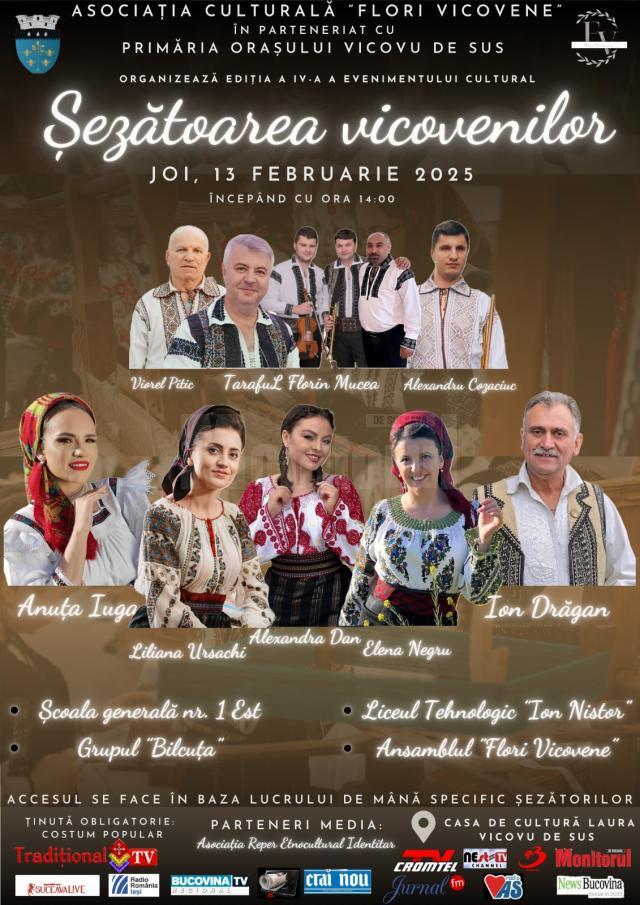 Evenimentul cultural-educativ „Șezătoarea Vicovenilor” continuă joi și vineri, la Casa de Cultură Laura, Vicovu de Sus