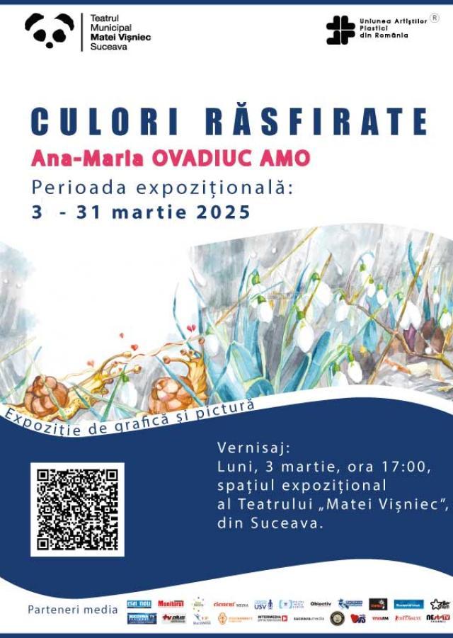 „Culori răsfirate”, expoziție de grafică și pictură, de Ana-Maria Ovadiuc AMO, la Teatrul Municipal Suceava