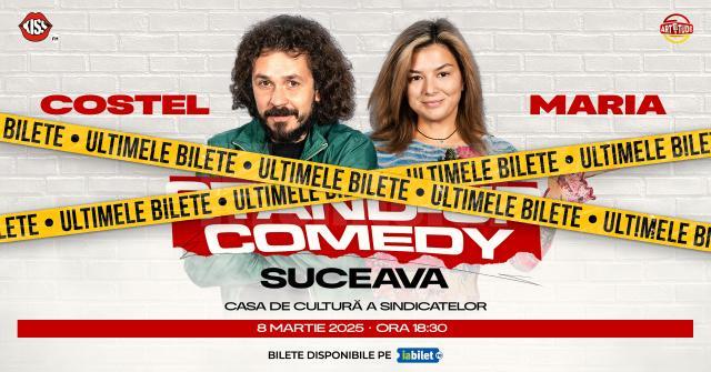 Stand-up cu Maria și Costel, pe 8 martie, pe scena Casei de Cultură