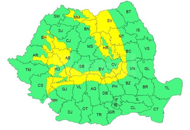 Cod galben de vânt puternic de marți după-amiază