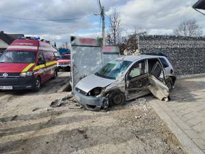 Fordul proiectat in gard, in care se aflau mama si copilul