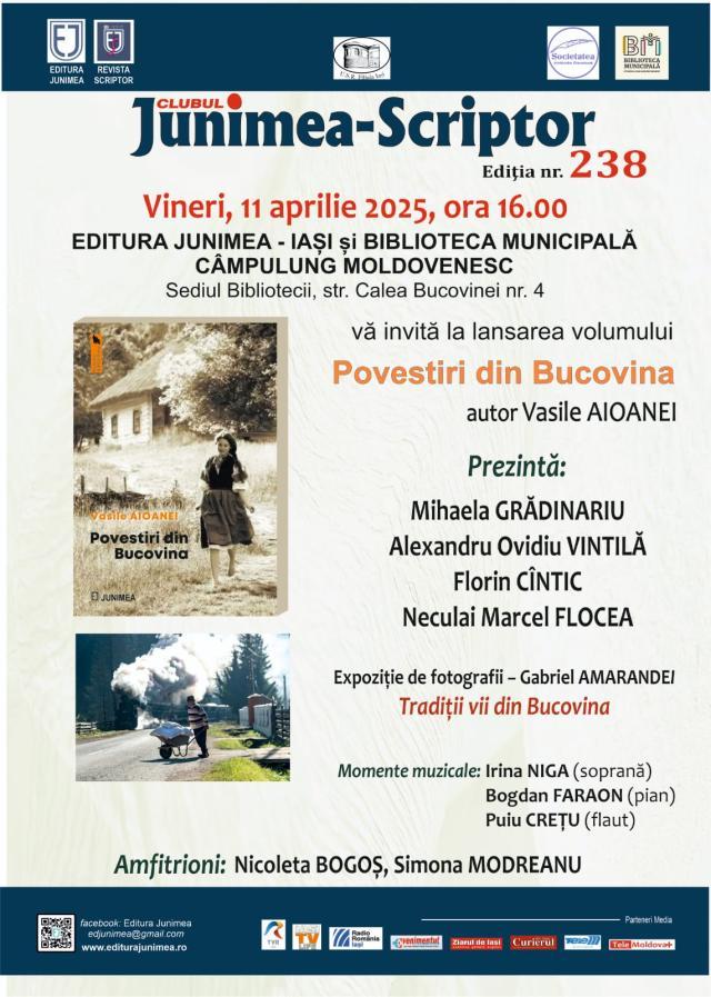Volumul „Amintiri din Bucovina”, de Vasile Aioanei, va fi lansat la Câmpulung Moldovenesc