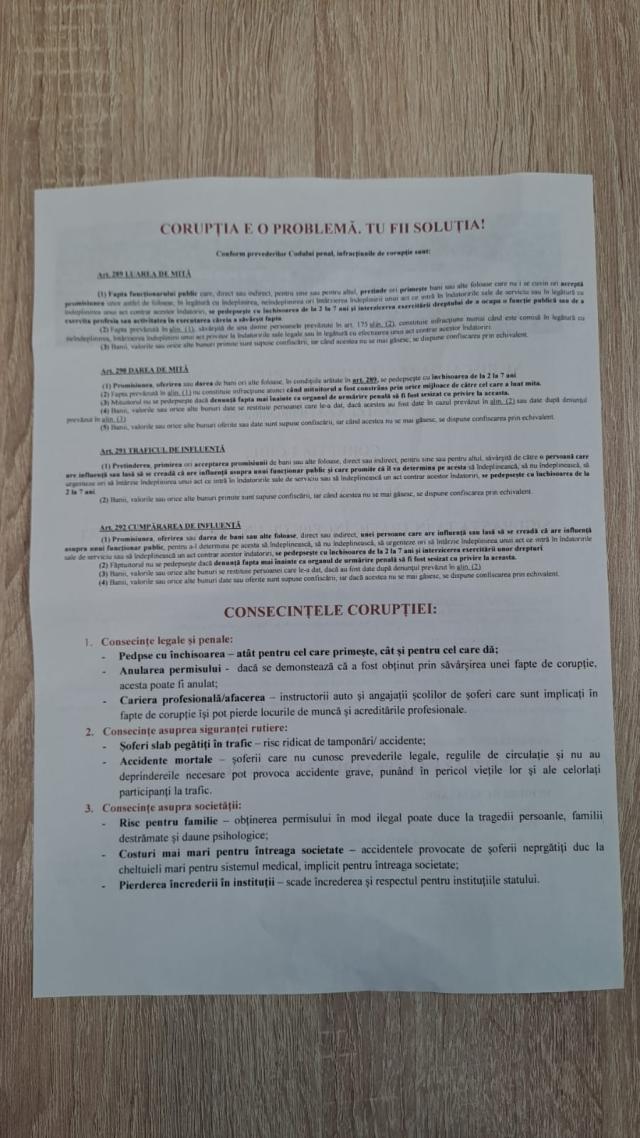 Cursanții școlilor de șoferi vor semna că au fost instruiți să nu dea șpagă pentru permis