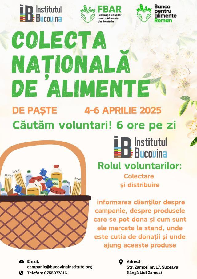 Ediția de Paște a Colectei Naționale de Alimente, între 4 și 6 aprilie, în șase magazine din Suceava