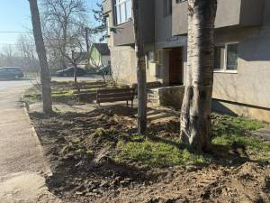 Spațiu verde și bănci, în locul betoanelor, sub geamurile blocurilor din Burdujeni