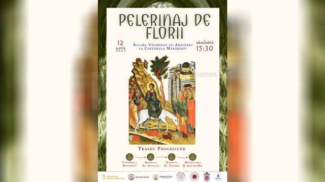 Procesiunea de Florii, sâmbătă, în ajunul praznicului „Intrării Domnului în Ierusalim”
