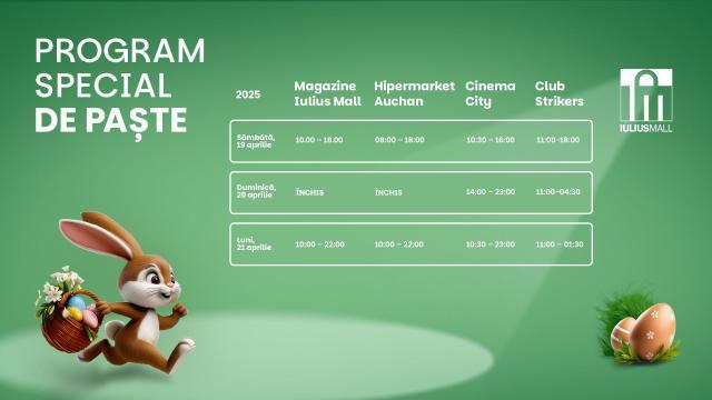 Iulius Mall Suceava va avea un program special de Paște