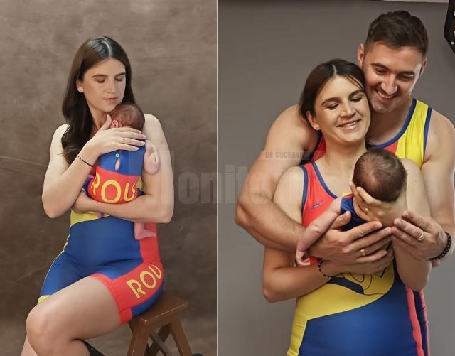 Ședință foto memorabilă cu primul copil al olimpicilor canotori, Ionela și Marius Cozmiuc