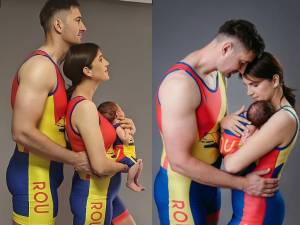 Ședință foto memorabilă cu primul copil al olimpicilor canotori, Ionela și Marius Cozmiuc