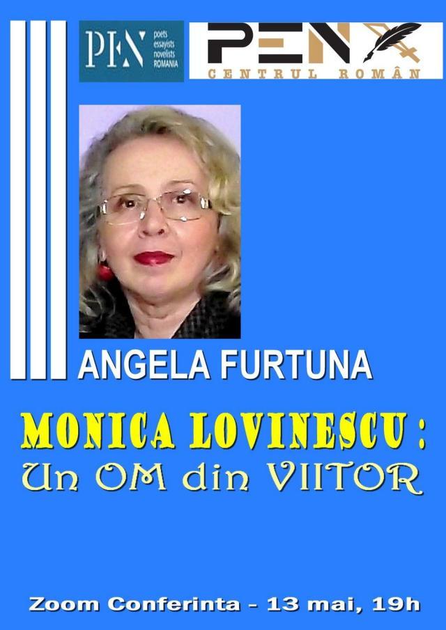 „Monica Lovinescu: Un Om din Viitor”, conferință online susținută de scriitoarea Angela Furtună