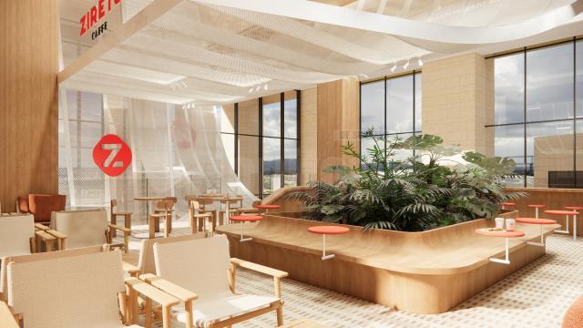 Conceptul arhitectural al viitoarei cafenele din Iulius Mall Suceava exploatează la maximum spaţiul vitrat şi lumina naturală, fiind dezvoltat în Hong Kong de o casă de arhitectură