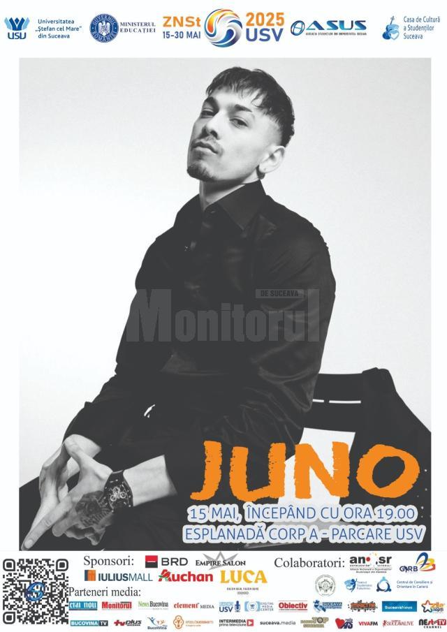 Festivalul începe astăzi, 15 mai, cu un concert extraordinar susținut de Juno, cu începere de la ora 20:00, pe esplanada din fața corpului A