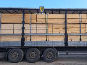 Tir cu tot cu aproape 50 mc de cherestea, confiscat de polițiști