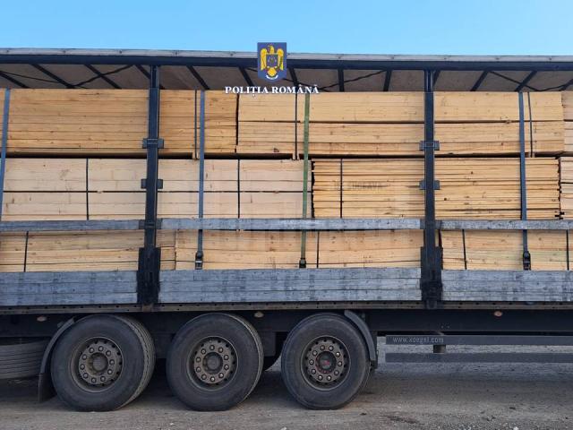 Tir cu tot cu aproape 50 mc de cherestea, confiscat de polițiști