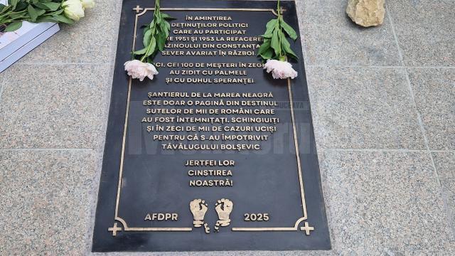 În apropierea Cazninoului din Constanța a fost dezvelită o placă memorială dedicată deținuților politici români anticomuniști care au participat la reconstruirea acestui edificiu