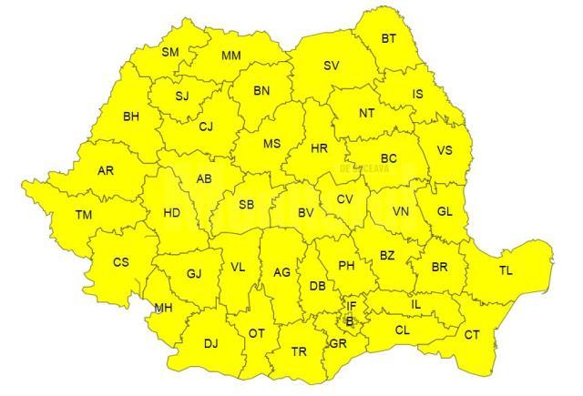 Atenționare meteo de precipitații, intensificări ale vântului, vreme deosebit de rece, lapoviță și ninsoare la altitudini mari