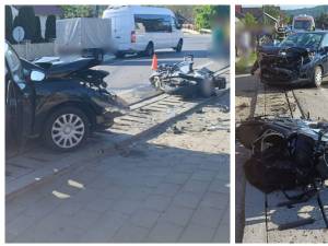Coliziune între un autoturism și o motocicletă, pe raza localității Păltinoasa